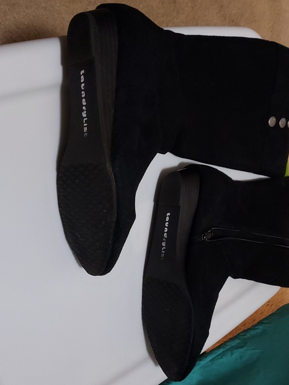 Black Women's Tall Zip Knee Boots - Picture 2 of 8